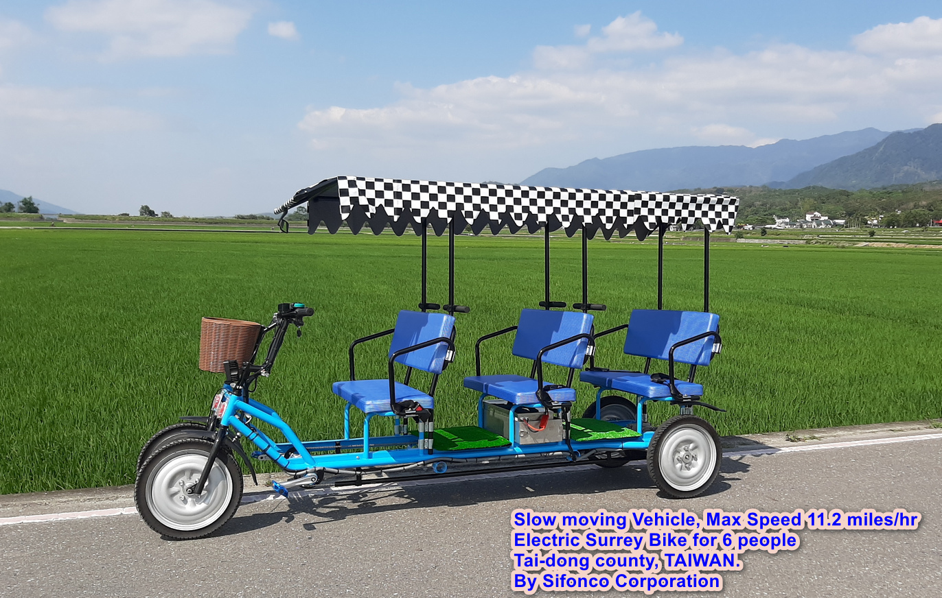 Slow moving vehicle,6 person electric Surrey Bike,Electric Quadricycle