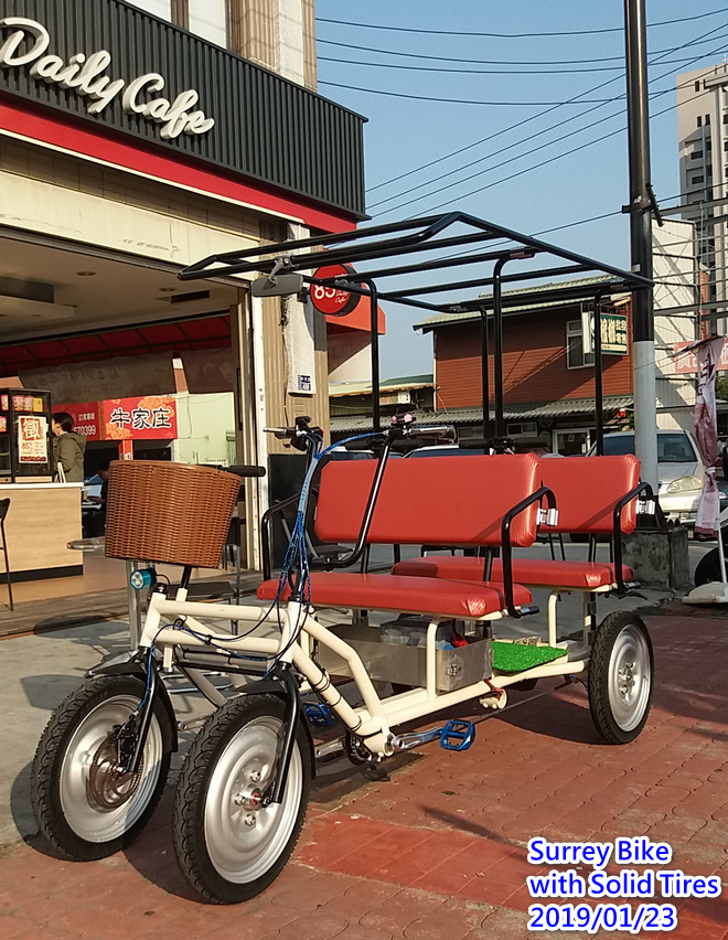 Four person Electric Motor Surrey Bike with Solid Tires